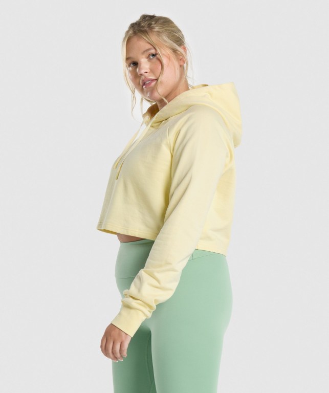 Sudadera Con Capucha Gymshark Entrenamiento Cropped Mujer Amarillos Claro | iWojItoSSUn