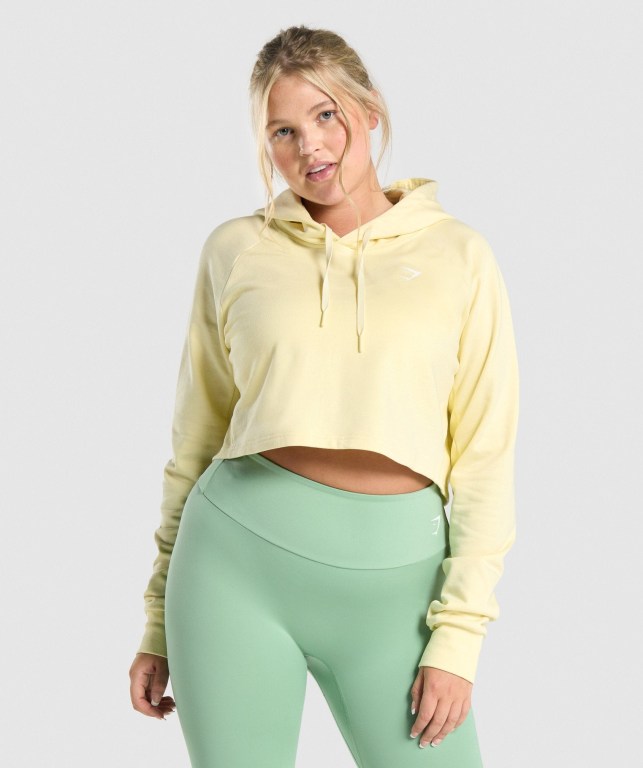 Sudadera Con Capucha Gymshark Entrenamiento Cropped Mujer Amarillos Claro | iWojItoSSUn