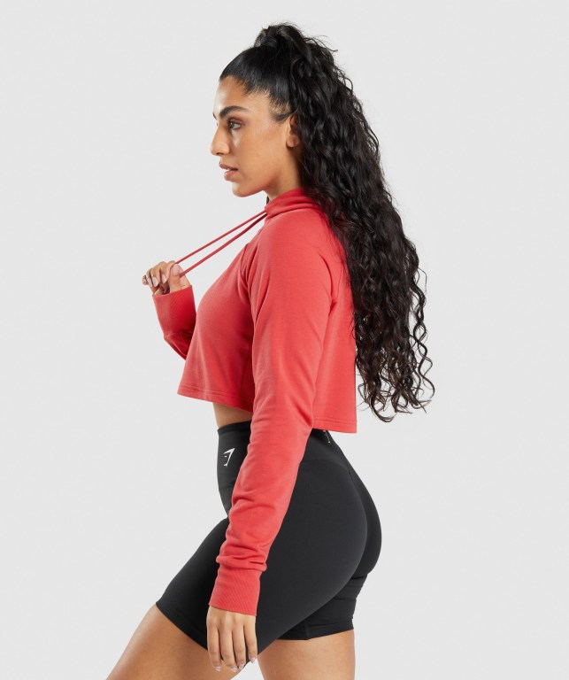 Sudadera Con Capucha Gymshark Entrenamiento Cropped Mujer Rojos | iugfGoDWTlj