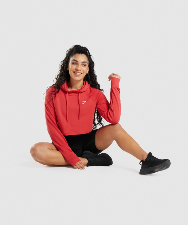 Sudadera Con Capucha Gymshark Entrenamiento Cropped Mujer Rojos | iugfGoDWTlj