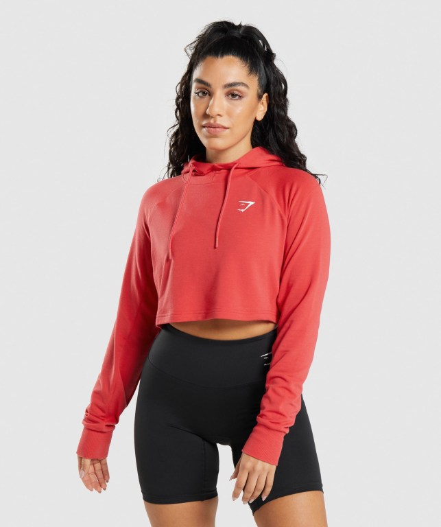 Sudadera Con Capucha Gymshark Entrenamiento Cropped Mujer Rojos | iugfGoDWTlj