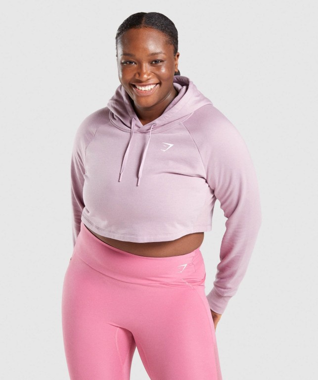 Sudadera Con Capucha Gymshark Entrenamiento Cropped Mujer Morados Claro | sV9C8rwMXfv