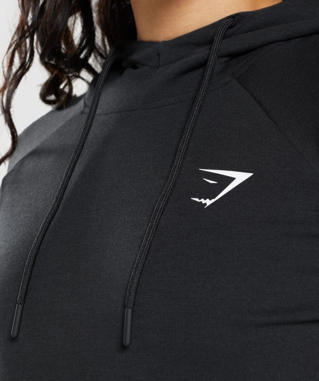 Sudadera Con Capucha Gymshark Entrenamiento Cropped Mujer Negros | v6xA3ImYeJn