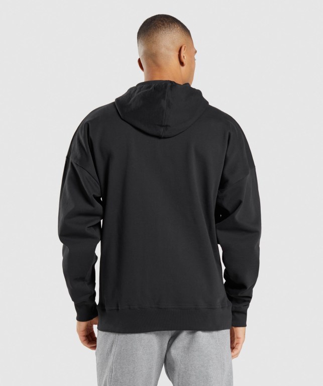 Sudadera Con Capucha Gymshark Essential Oversized Zip Up Hombre Negros | JvGZduChssQ