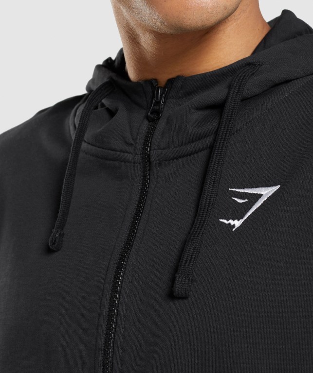 Sudadera Con Capucha Gymshark Essential Oversized Zip Up Hombre Negros | JvGZduChssQ