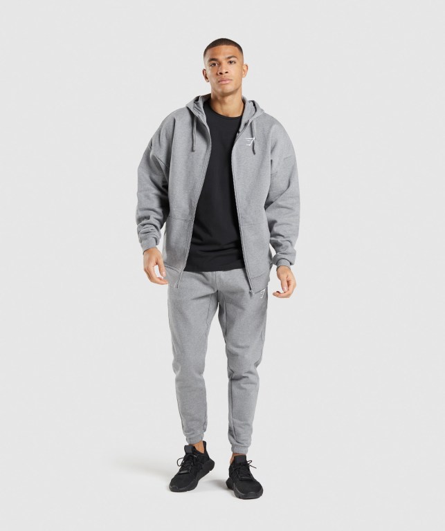 Sudadera Con Capucha Gymshark Essential Oversized Zip Up Hombre Grises | RnBp89UdP8L