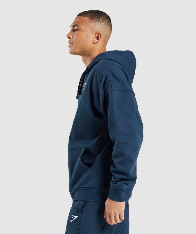 Sudadera Con Capucha Gymshark Essential Oversized Zip Up Hombre Azul Marino | e7tnaILc2Tv