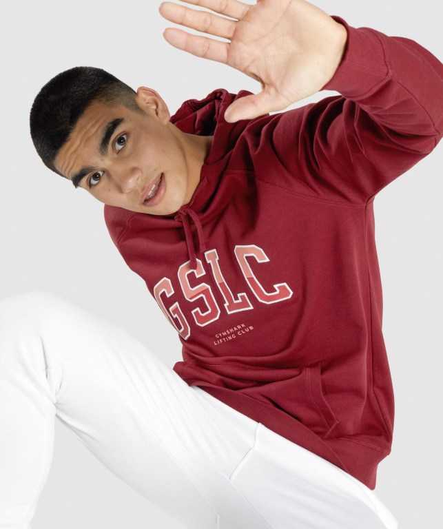 Sudadera Con Capucha Gymshark GSLC Collegiate Hombre Vino | VvKHeMtkhbu