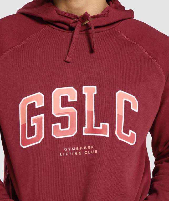 Sudadera Con Capucha Gymshark GSLC Collegiate Hombre Vino | VvKHeMtkhbu