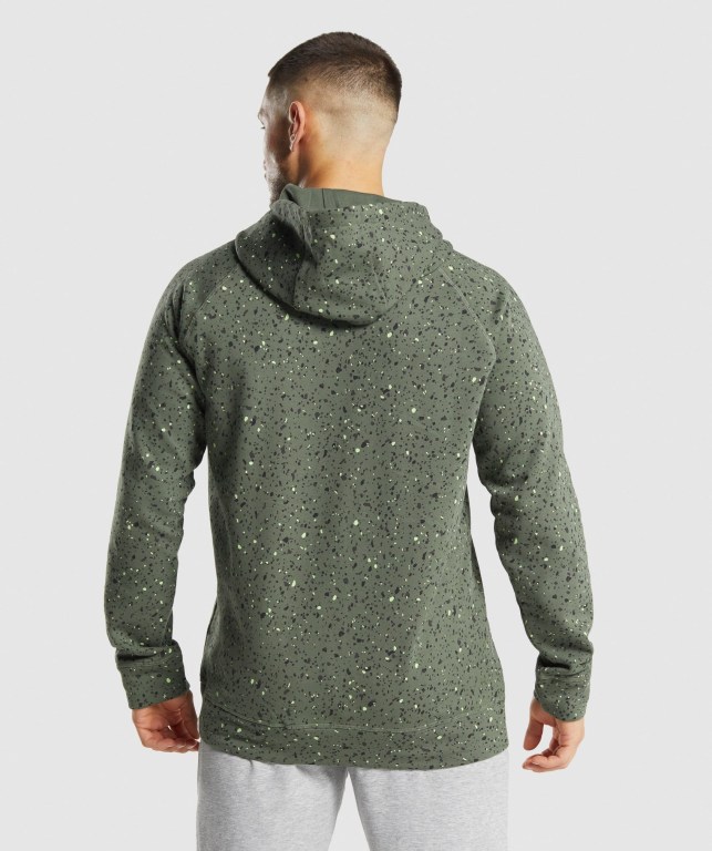 Sudadera Con Capucha Gymshark Micro Print Hombre Verdes | 8j3Hj1mT3Wh