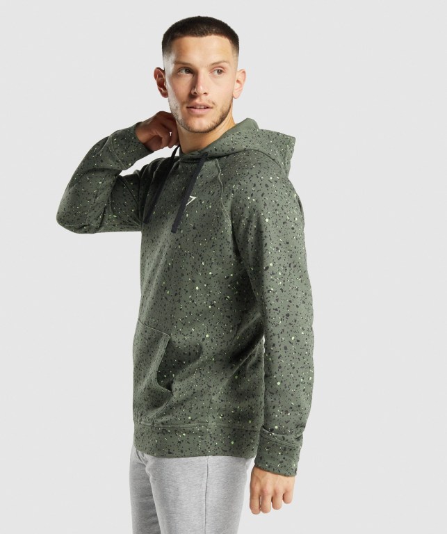 Sudadera Con Capucha Gymshark Micro Print Hombre Verdes | 8j3Hj1mT3Wh