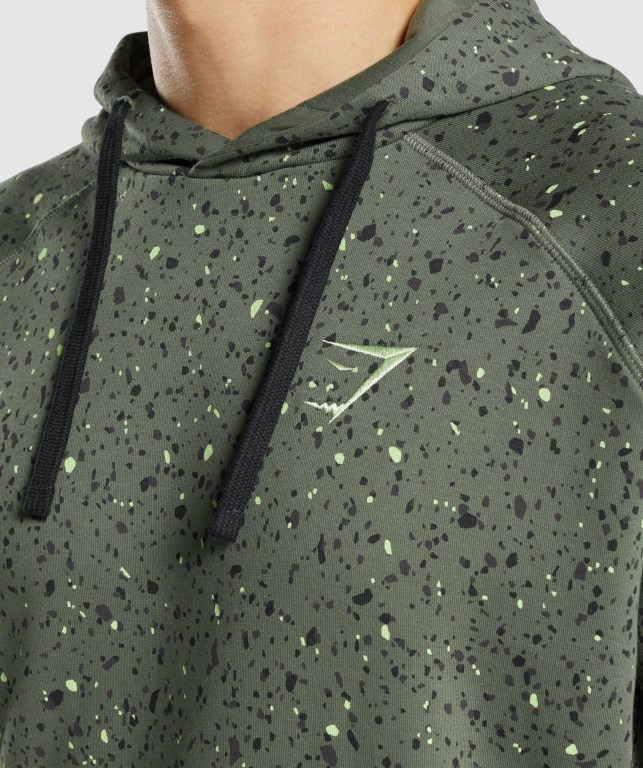 Sudadera Con Capucha Gymshark Micro Print Hombre Verdes | 8j3Hj1mT3Wh