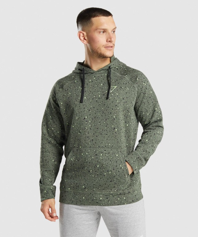 Sudadera Con Capucha Gymshark Micro Print Hombre Verdes | 8j3Hj1mT3Wh