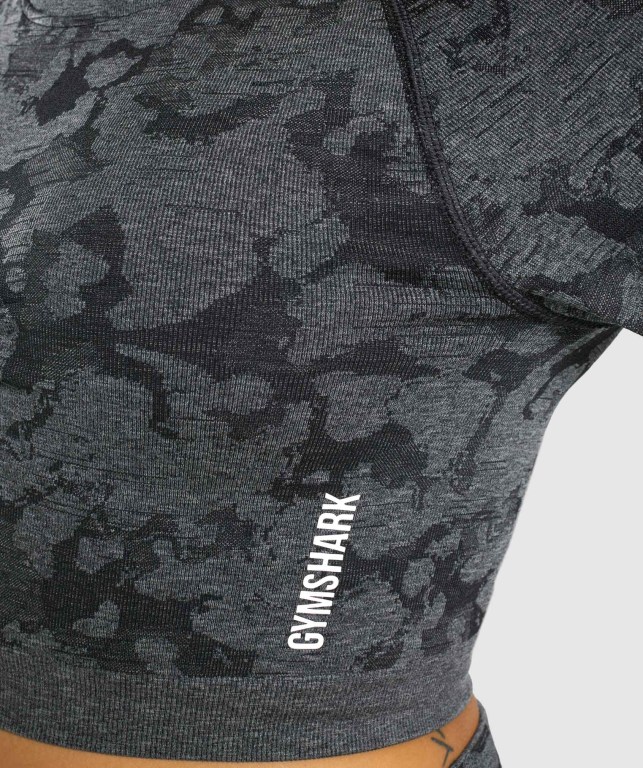 Sudaderas Gymshark Adapt Camo Seamless Crop Top Mujer Negros | dqVQaOuEW5R