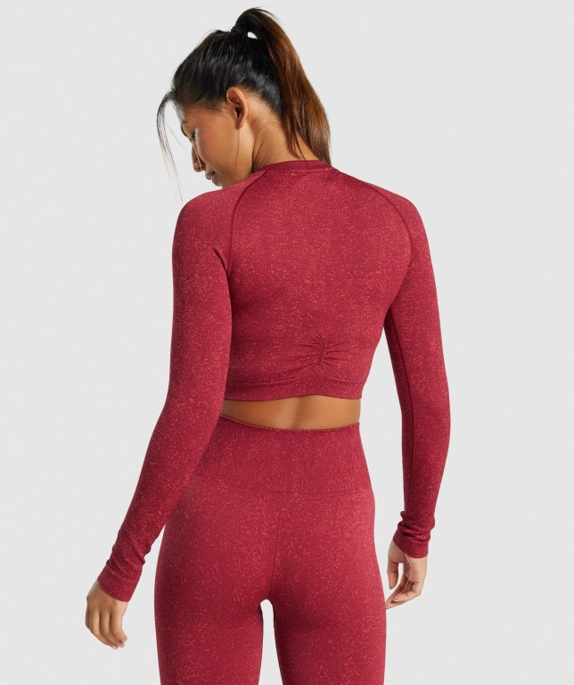 Sudaderas Gymshark Adapt Fleck Seamless Crop Top Mujer Vino | 9p1Xrr1avXM