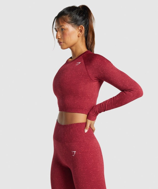 Sudaderas Gymshark Adapt Fleck Seamless Crop Top Mujer Vino | 9p1Xrr1avXM