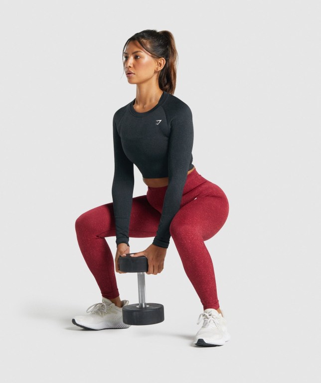 Sudaderas Gymshark Adapt Fleck Seamless Crop Top Mujer Negros | CqfGlh2tmC7