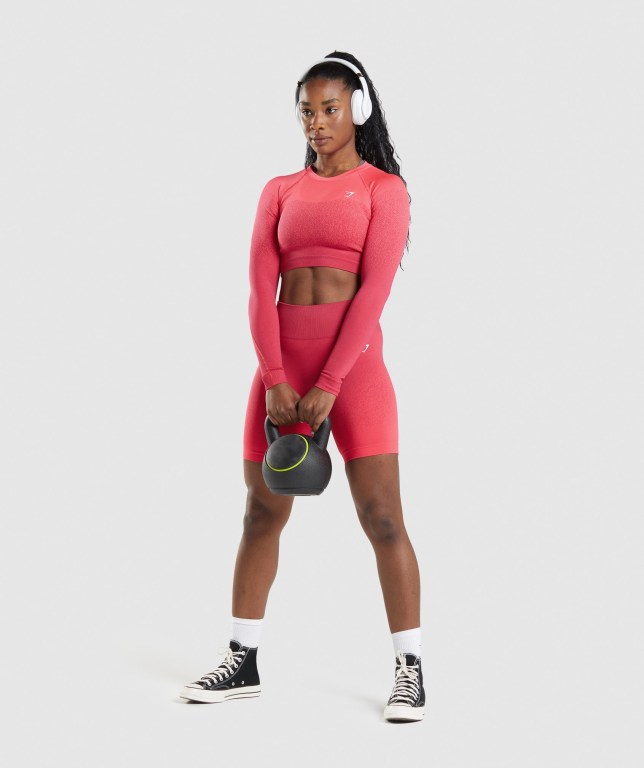 Sudaderas Gymshark Adapt Ombre Seamless Crop Top Mujer Rosas Rojos | 74t4Ci9fBA7