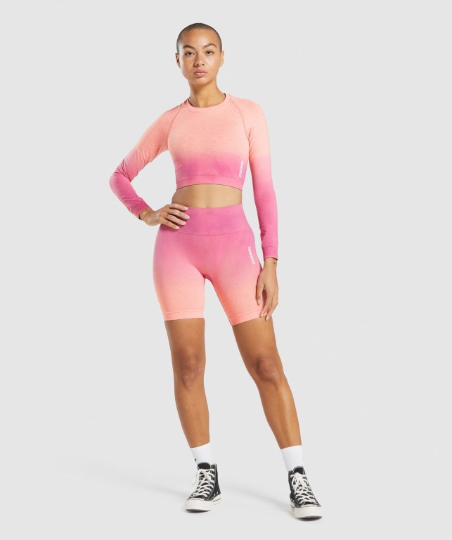 Sudaderas Gymshark Adapt Ombre Seamless Crop Top Mujer Naranjas Rosas | CGpORhmUCDT