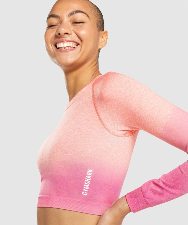 Sudaderas Gymshark Adapt Ombre Seamless Crop Top Mujer Naranjas Rosas | CGpORhmUCDT