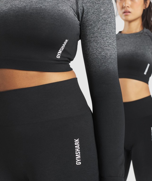 Sudaderas Gymshark Adapt Ombre Seamless Crop Top Mujer Negros Negros | IcxW3FeG7ra