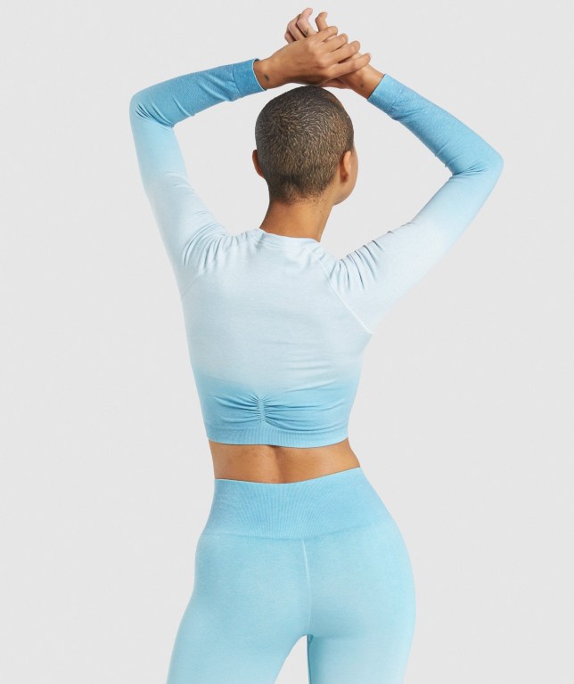 Sudaderas Gymshark Adapt Ombre Seamless Crop Top Mujer Azules Claro Azules Claro | WZrB3lSIJqE