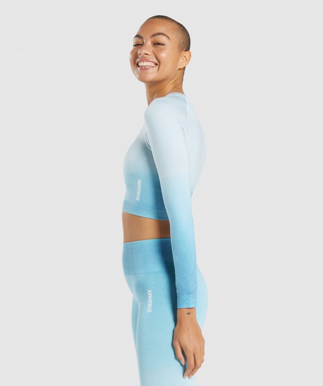 Sudaderas Gymshark Adapt Ombre Seamless Crop Top Mujer Azules Claro Azules Claro | WZrB3lSIJqE