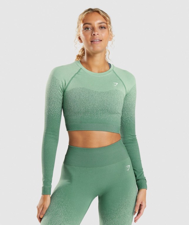 Sudaderas Gymshark Adapt Ombre Seamless Crop Top Mujer Verdes Verdes Claro | bgLI6X1A4vP