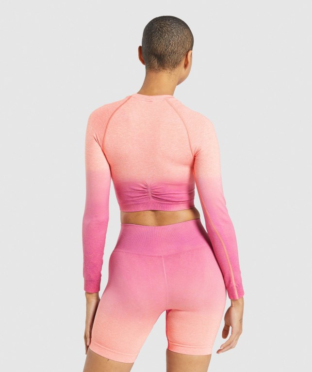 Sudaderas Gymshark Adapt Ombre Seamless Crop Top Mujer Naranjas Rosas | iBKqREK8h8n