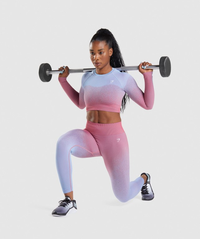 Sudaderas Gymshark Adapt Ombre Seamless Crop Top Mujer Rosas Rosas Azules Claro | iYydW9IYwLw