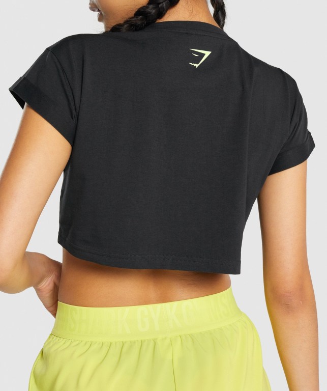 Sudaderas Gymshark Animal Graphic Infill Crop Mujer Negros | OE8xmaHKXG8