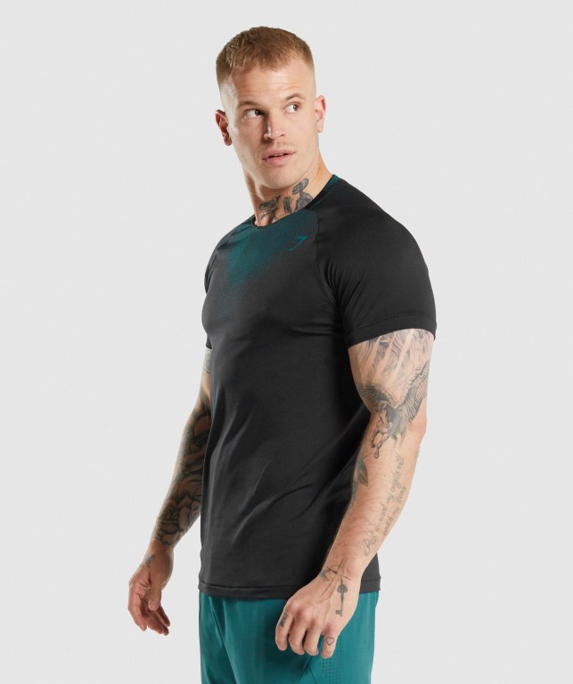 Sudaderas Gymshark Apex Contrast Hombre Negros Turquesa | ItuH4Hl14tZ