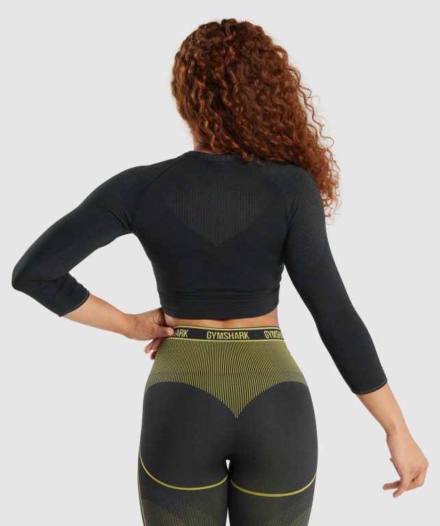 Sudaderas Gymshark Apex Seamless Crop Top Mujer Negros | ExrJxlZfoYE