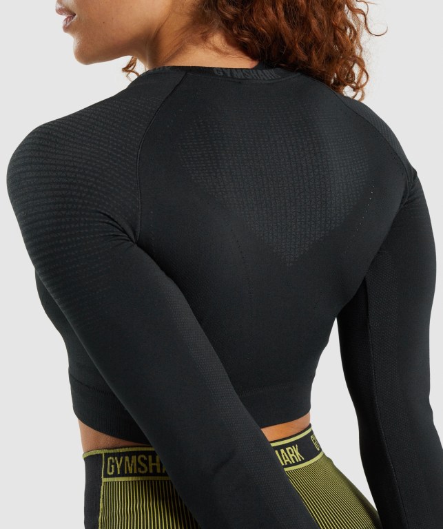 Sudaderas Gymshark Apex Seamless Crop Top Mujer Negros | ExrJxlZfoYE