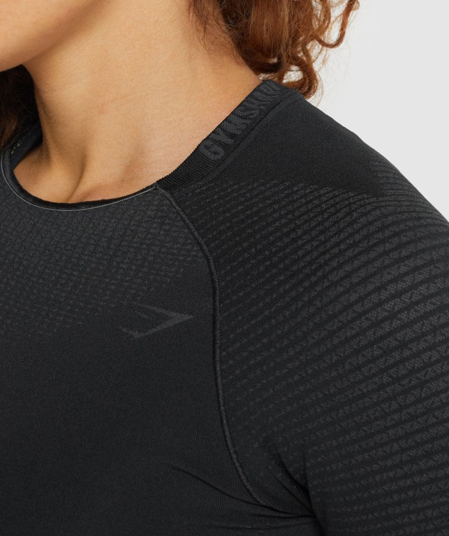 Sudaderas Gymshark Apex Seamless Crop Top Mujer Negros | ExrJxlZfoYE