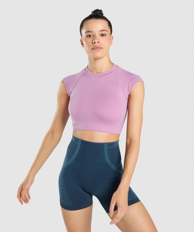 Sudaderas Gymshark Apex Seamless Crop Top Mujer Morados Morados Claro | Igizs1E8c2l