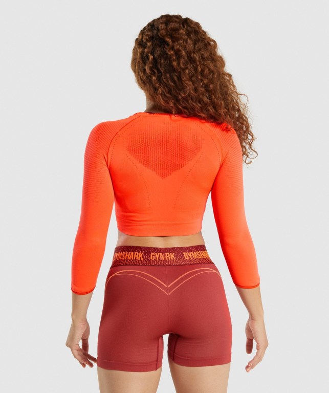 Sudaderas Gymshark Apex Seamless Crop Top Mujer Naranjas | Lq25da8uIDB