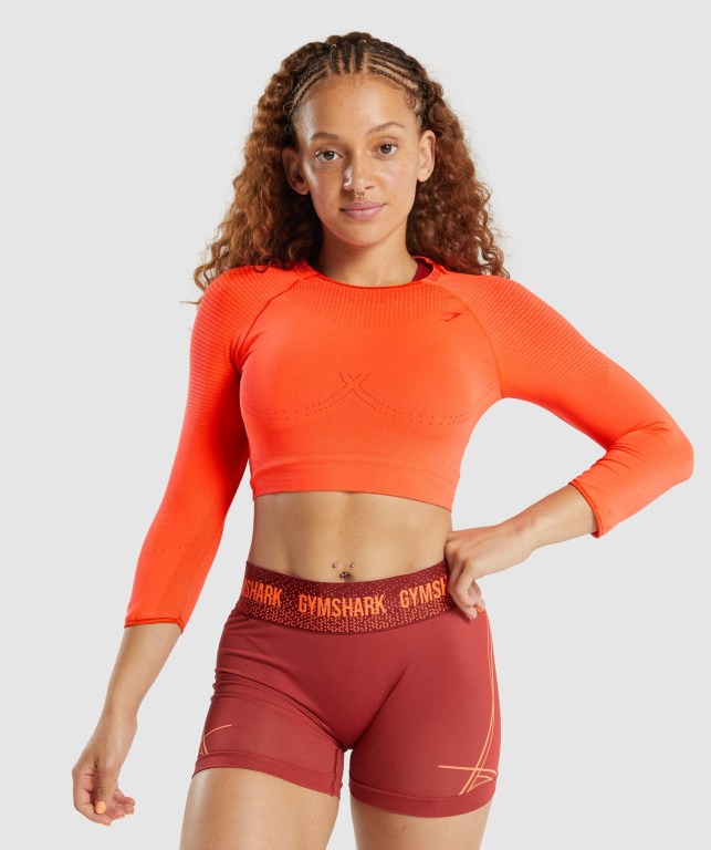 Sudaderas Gymshark Apex Seamless Crop Top Mujer Naranjas | Lq25da8uIDB