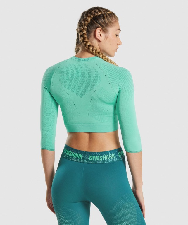 Sudaderas Gymshark Apex Seamless Crop Top Mujer Turquesa | spm2Hz84gHH