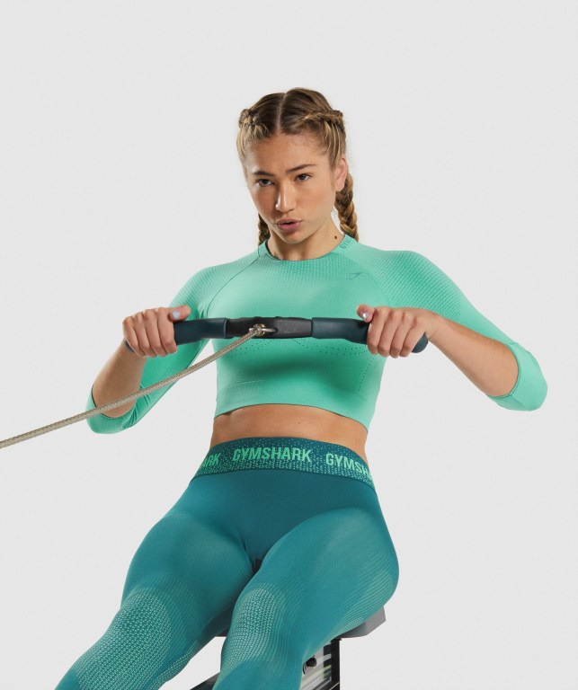 Sudaderas Gymshark Apex Seamless Crop Top Mujer Turquesa | spm2Hz84gHH