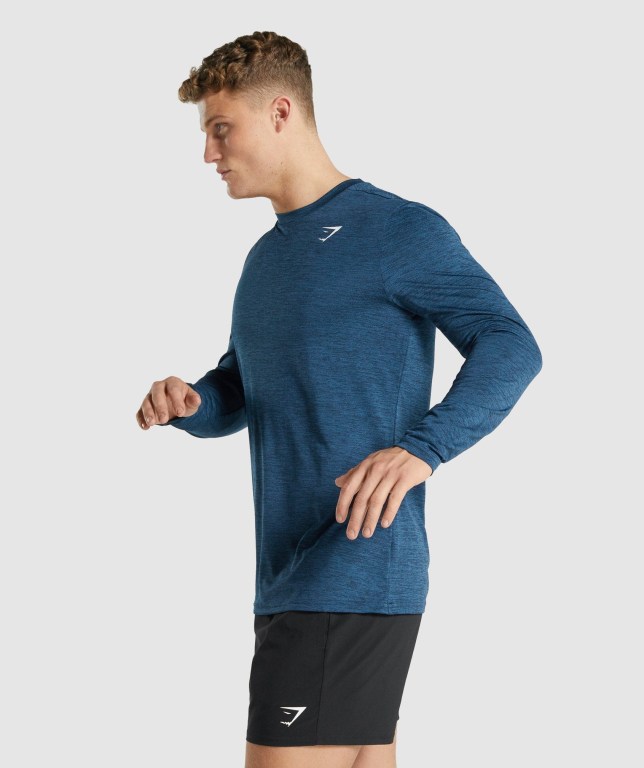 Sudaderas Gymshark Arrival Marl Hombre Azul Marino | kCuHqiCBG94