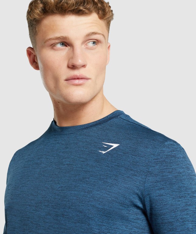 Sudaderas Gymshark Arrival Marl Hombre Azul Marino | kCuHqiCBG94