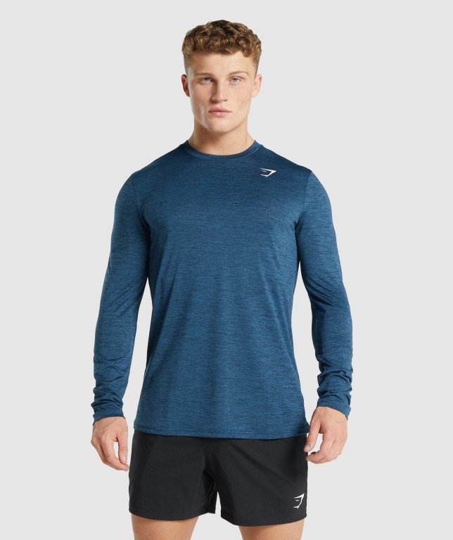 Sudaderas Gymshark Arrival Marl Hombre Azul Marino | kCuHqiCBG94