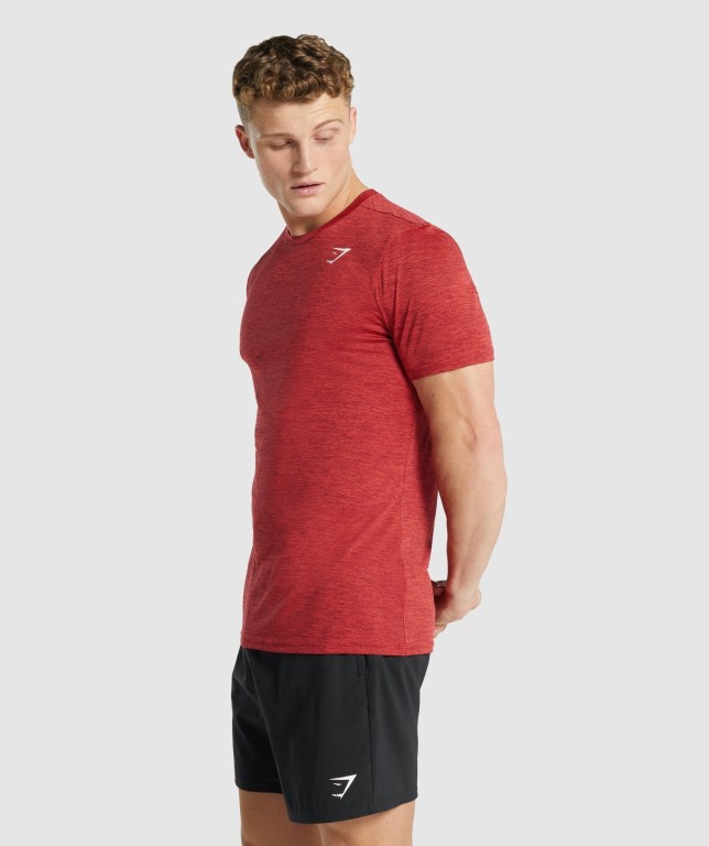 Sudaderas Gymshark Arrival Marl Hombre Rojos | IUALMg6ICbn