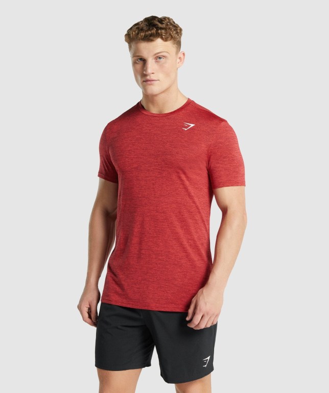 Sudaderas Gymshark Arrival Marl Hombre Rojos | IUALMg6ICbn