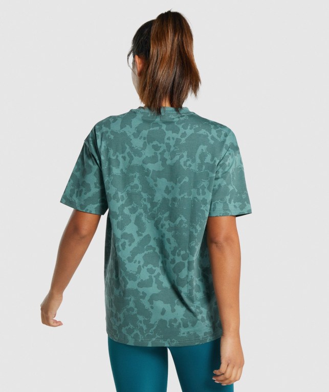 Sudaderas Gymshark Camo Graphic Oversized Mujer Verdes Oscuro | TiL6ZGeap6S