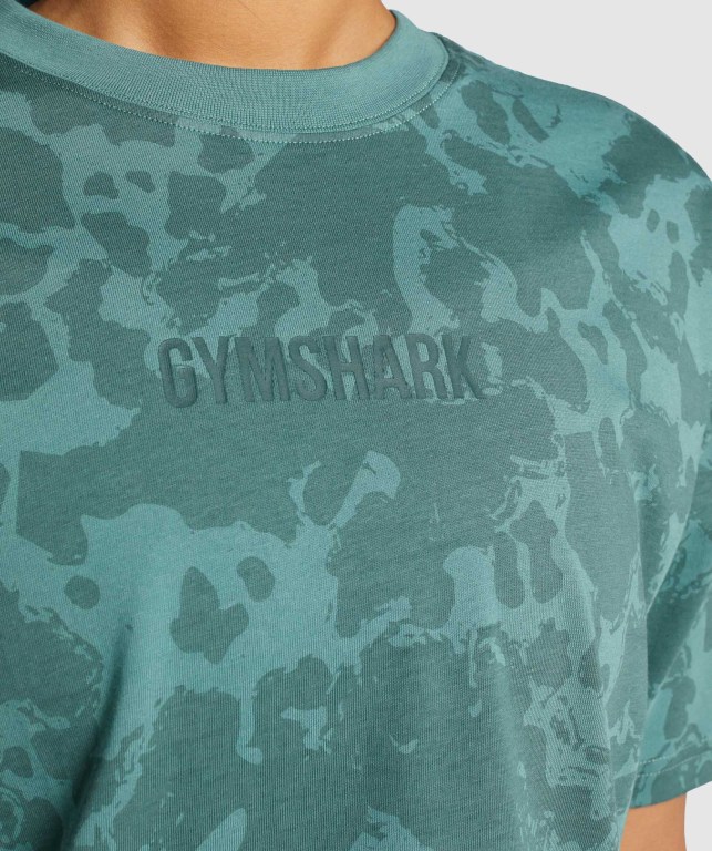 Sudaderas Gymshark Camo Graphic Oversized Mujer Verdes Oscuro | TiL6ZGeap6S