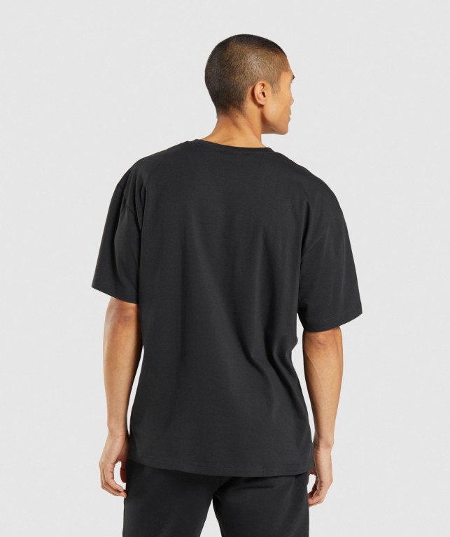 Sudaderas Gymshark Central Oversized Hombre Negros | 1ugZKVpeSMJ