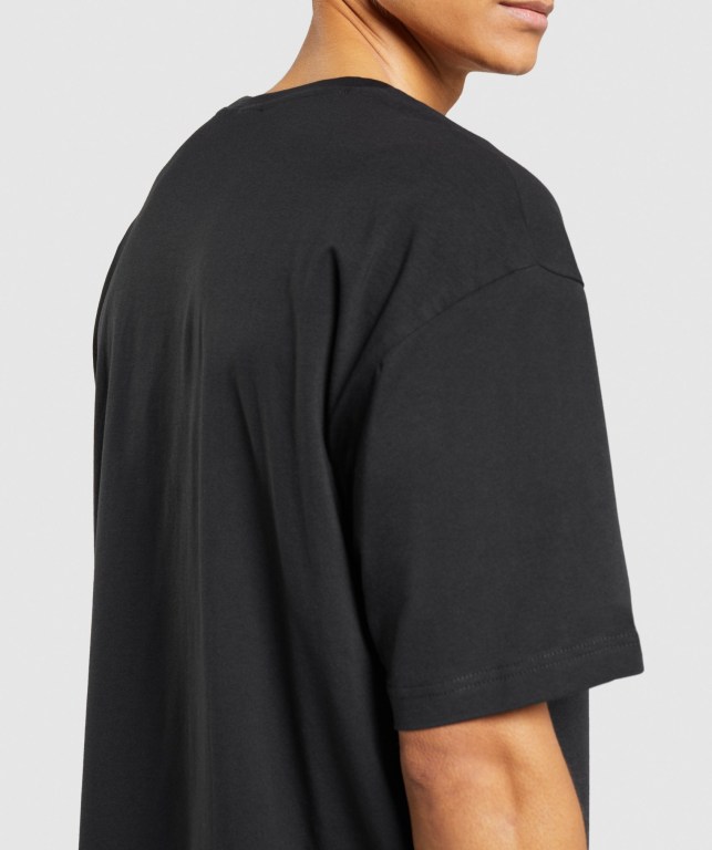 Sudaderas Gymshark Central Oversized Hombre Negros | 1ugZKVpeSMJ