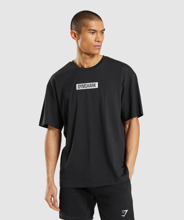 Sudaderas Gymshark Central Oversized Hombre Negros | 1ugZKVpeSMJ